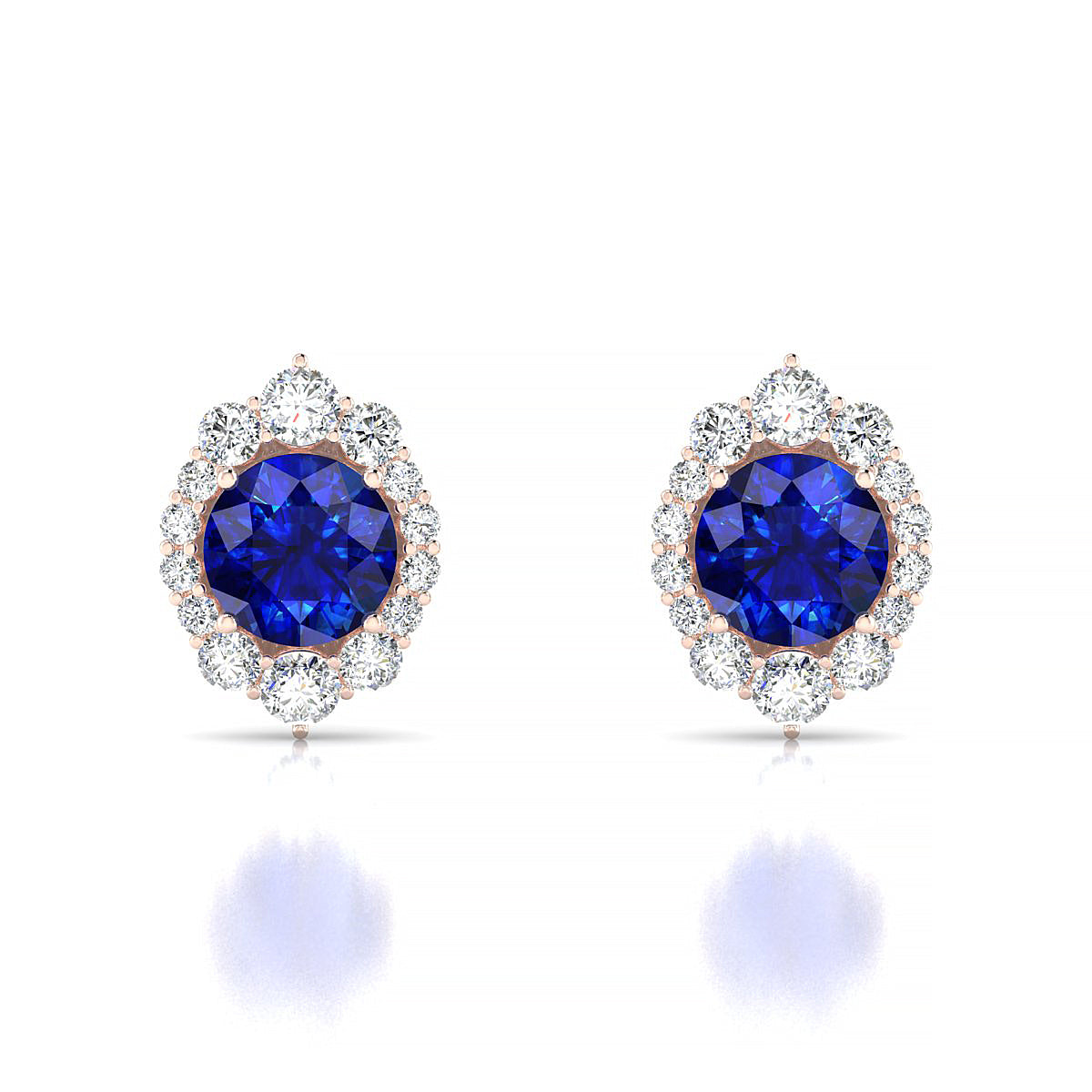 Romance | 18k Rose Gold 6 mm Round Sapphire Earrings