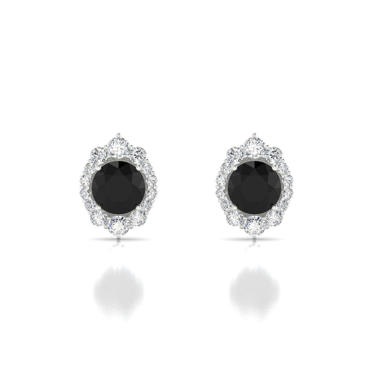 Romance | 18k White Gold 6 mm Round Black Diamond Earrings
