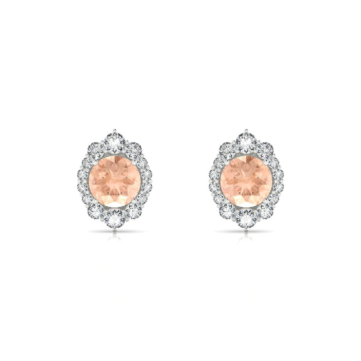 Romance | 18k White Gold 6 mm Round Morganite Earrings