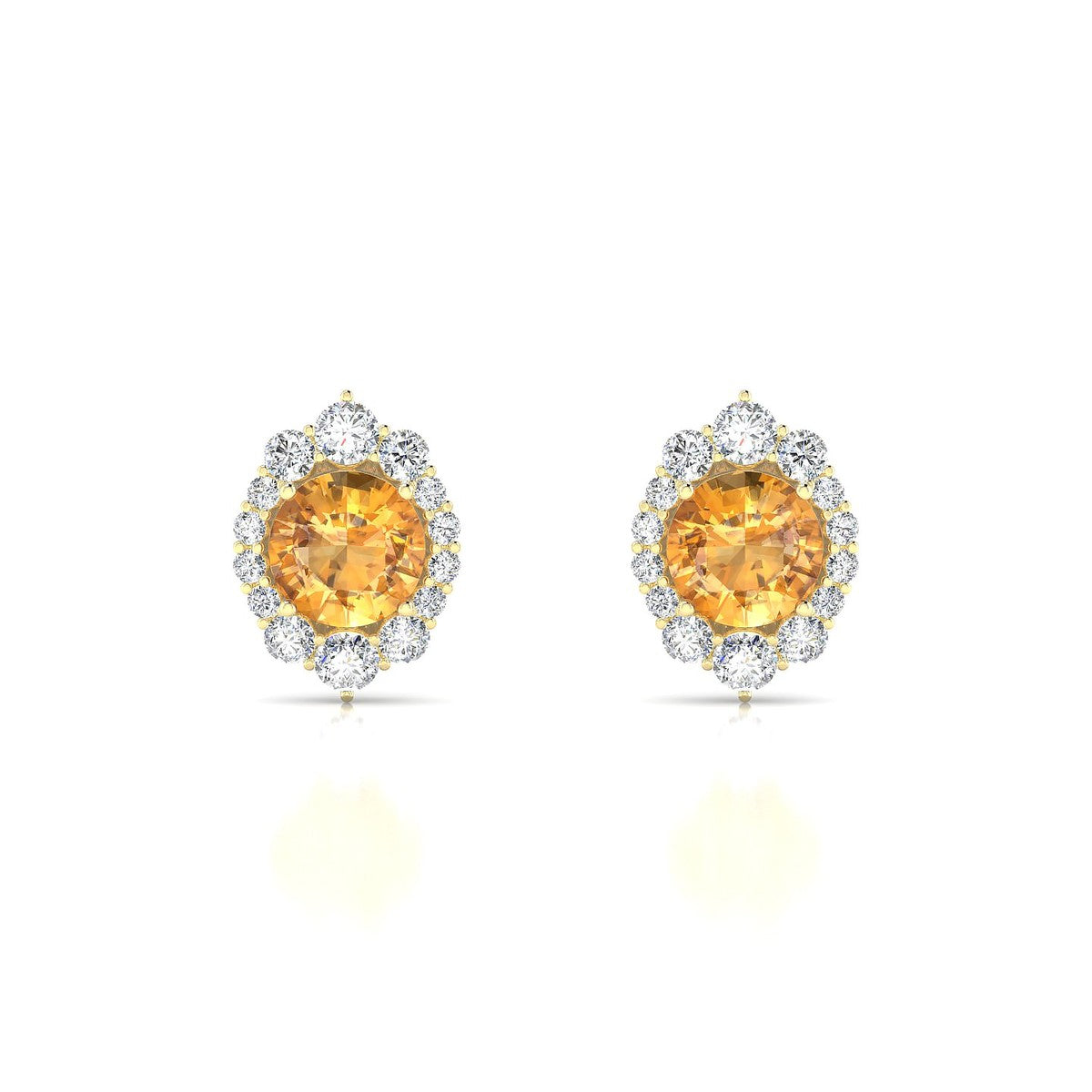 Romance | 18k Yellow Gold 6 mm Round Citrine Earrings