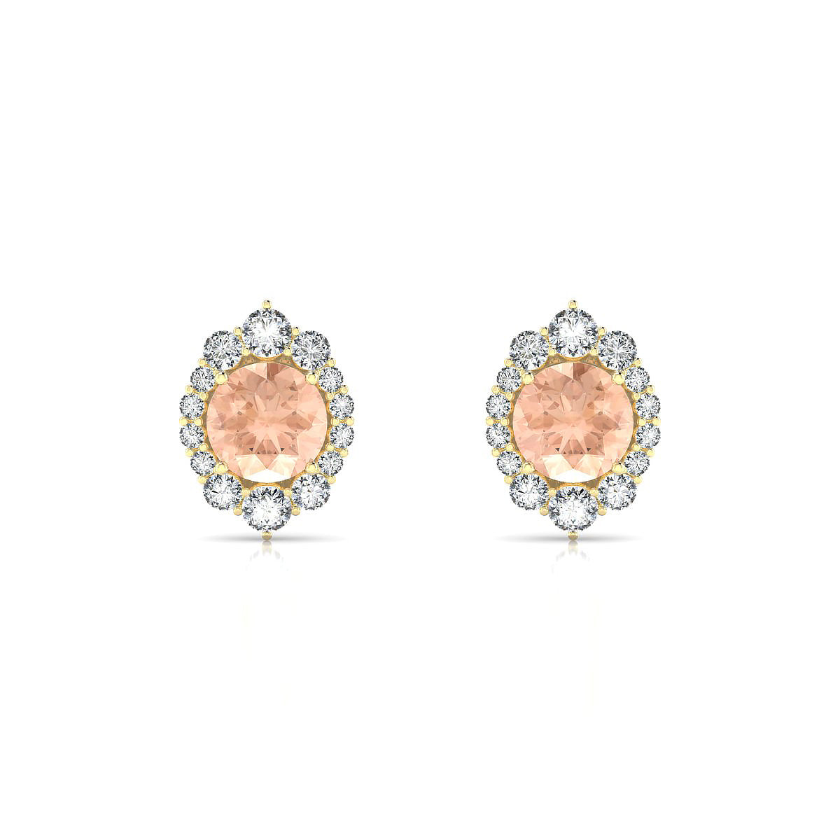 Romance | 18k Yellow Gold 6 mm Round Morganite Earrings