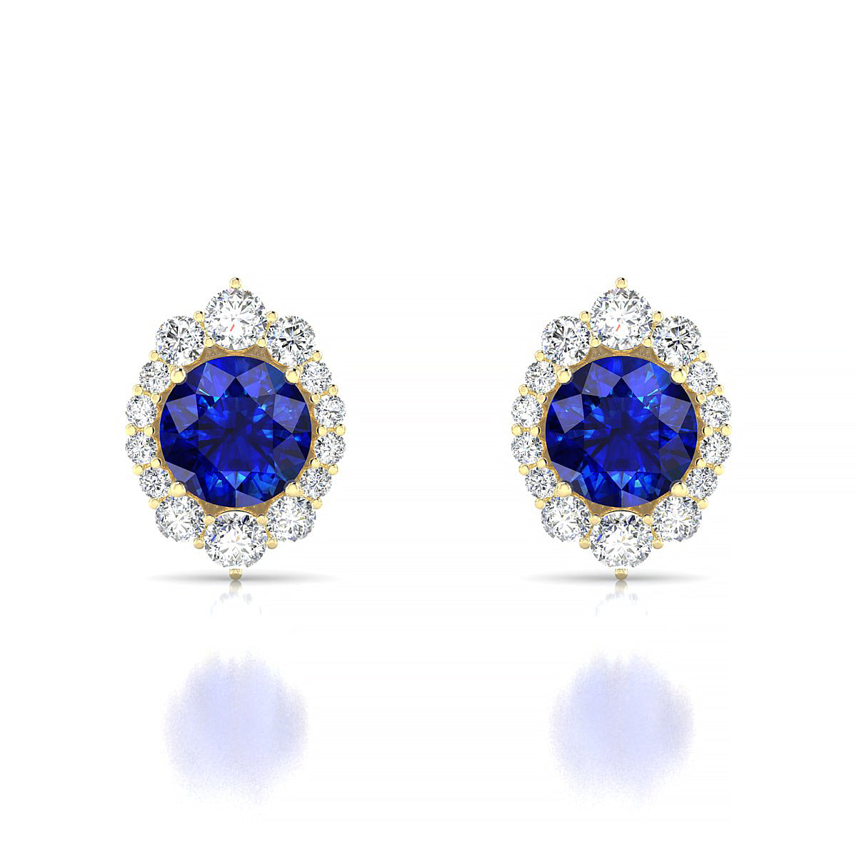 Romance | 18k Yellow Gold 6 mm Round Sapphire Earrings