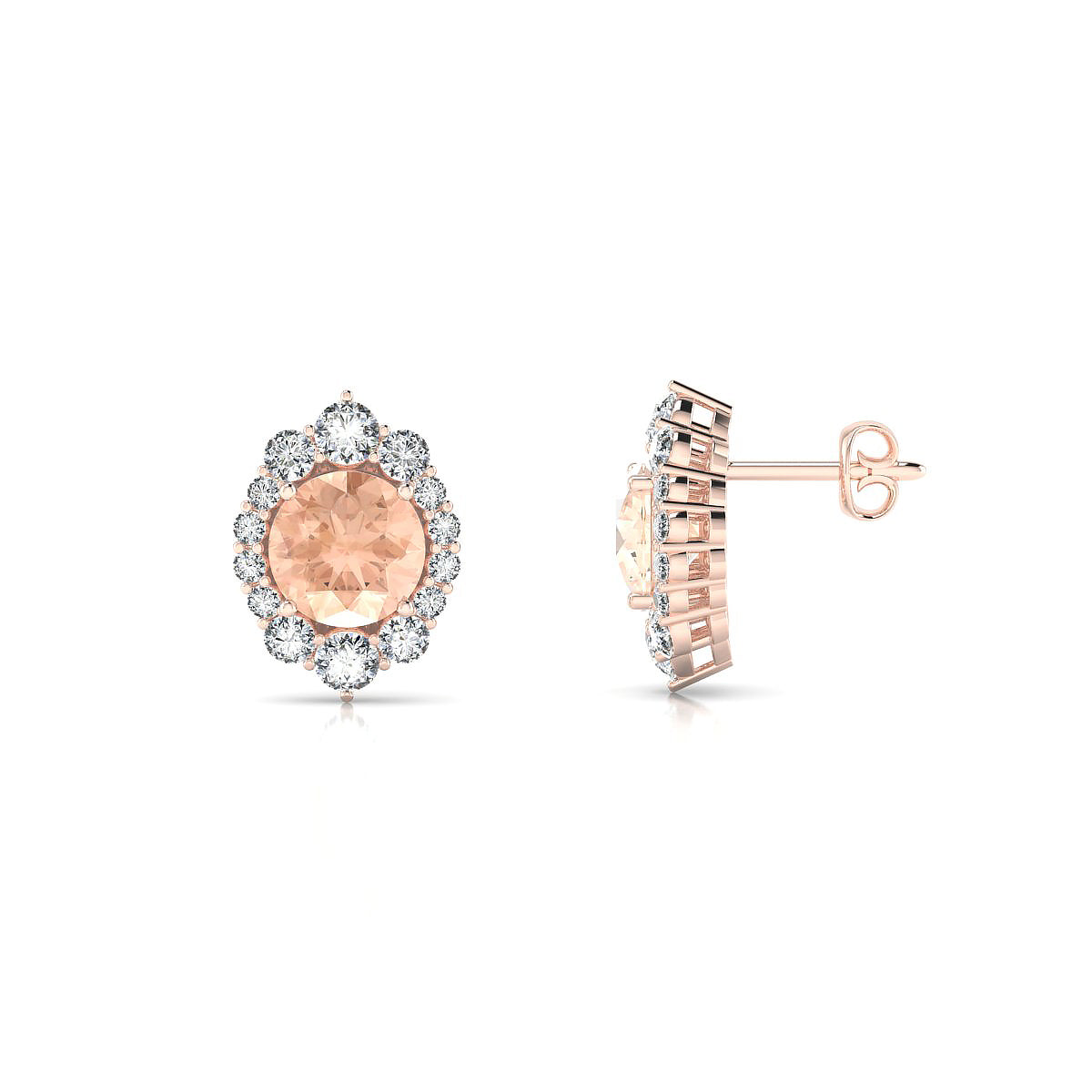 Romance | 18k Rose Gold 6 mm Round Morganite Earrings