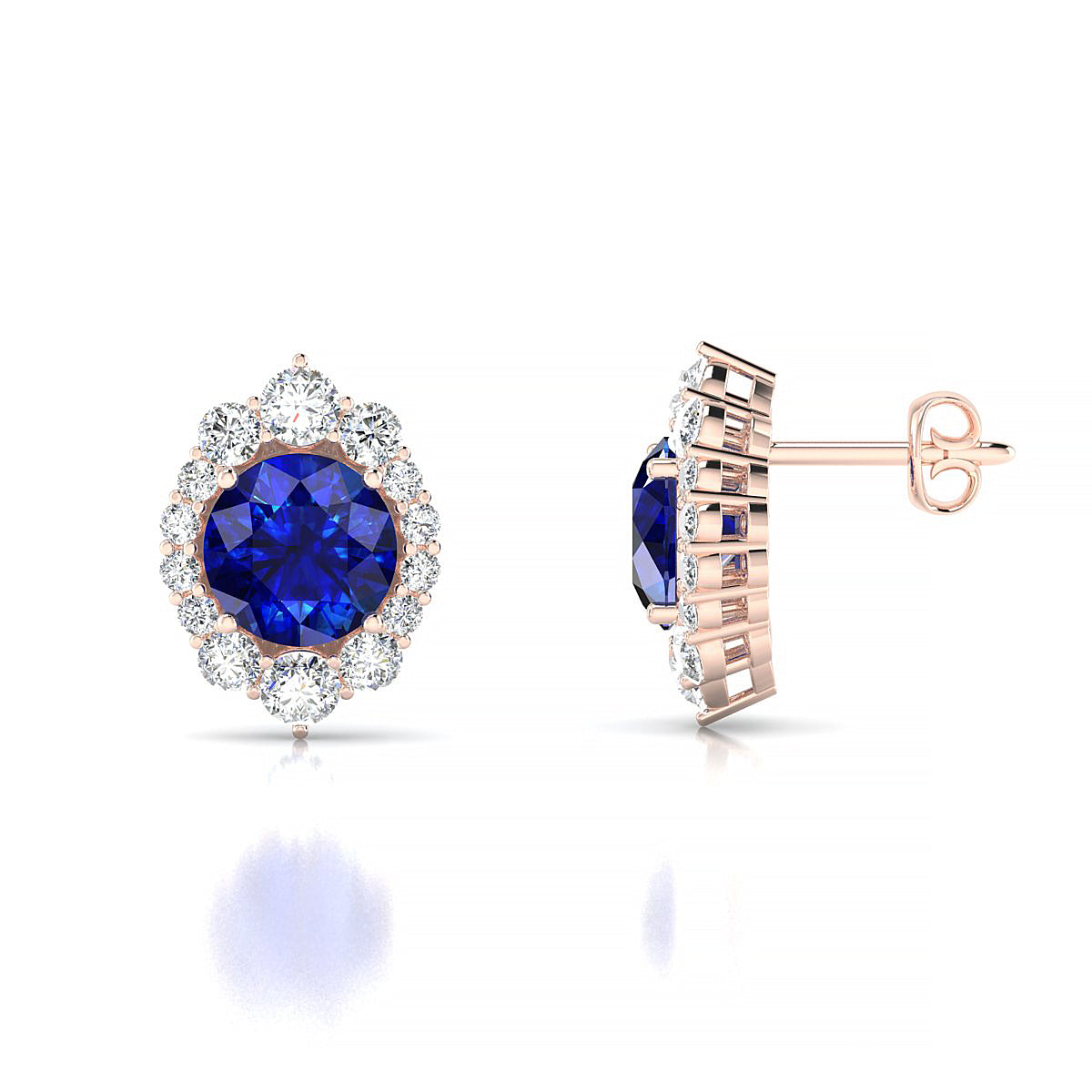 Romance | 18k Rose Gold 6 mm Round Sapphire Earrings