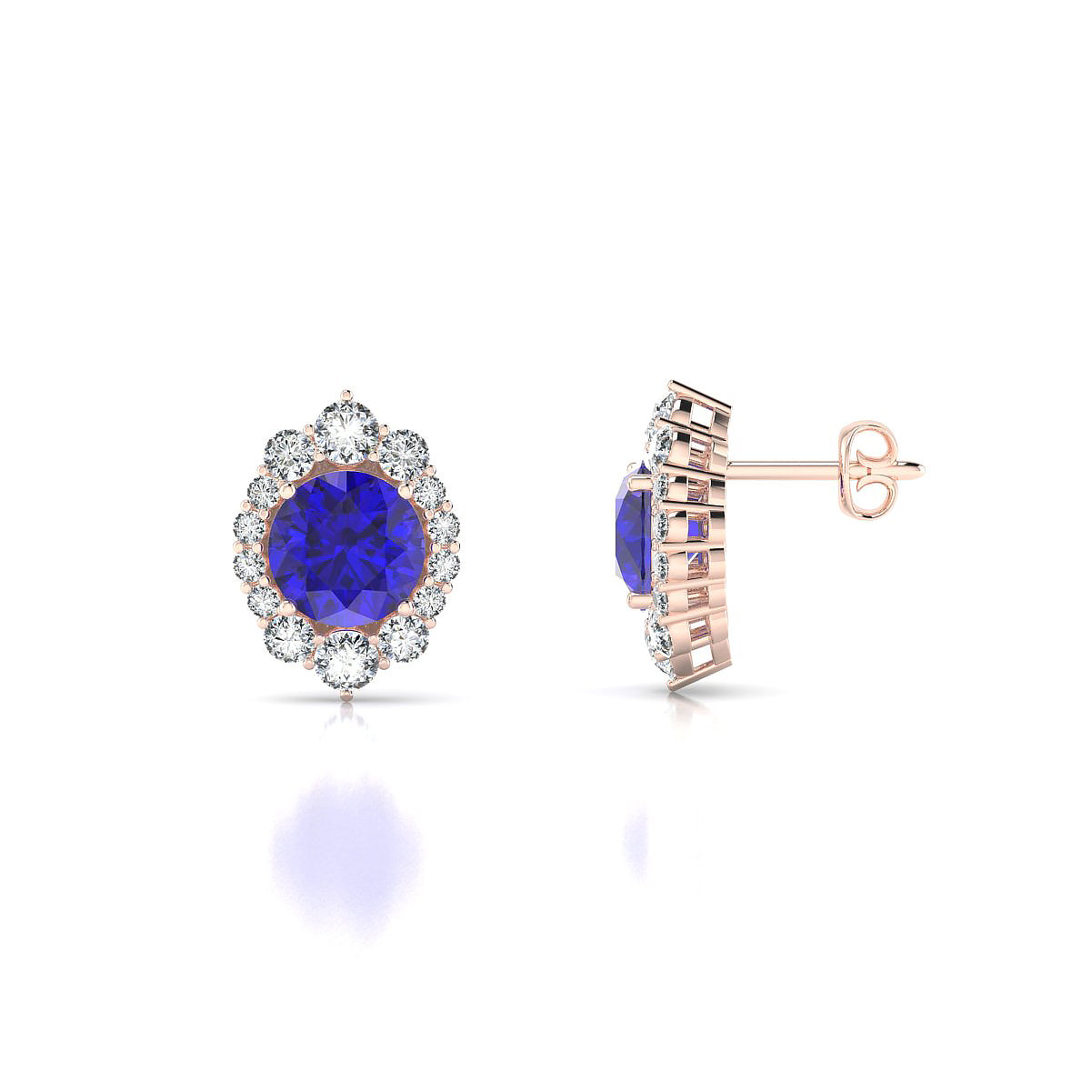 Romance | 18k Rose Gold 6 mm Round Tanzanite Earrings