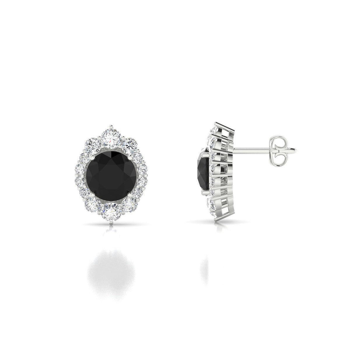 Romance | 18k White Gold 6 mm Round Black Diamond Earrings