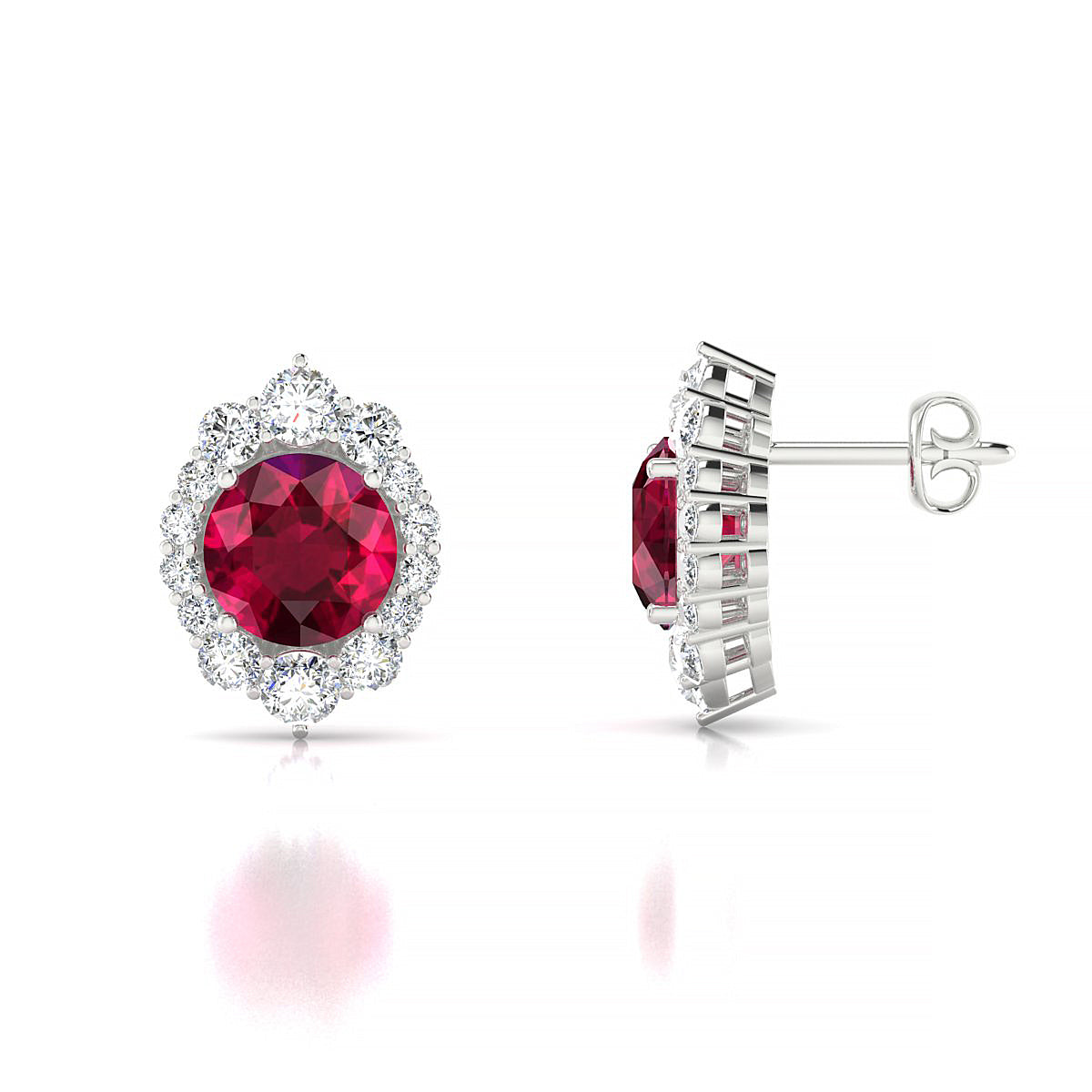Romance | 18k White Gold 6 mm Round Ruby Earrings
