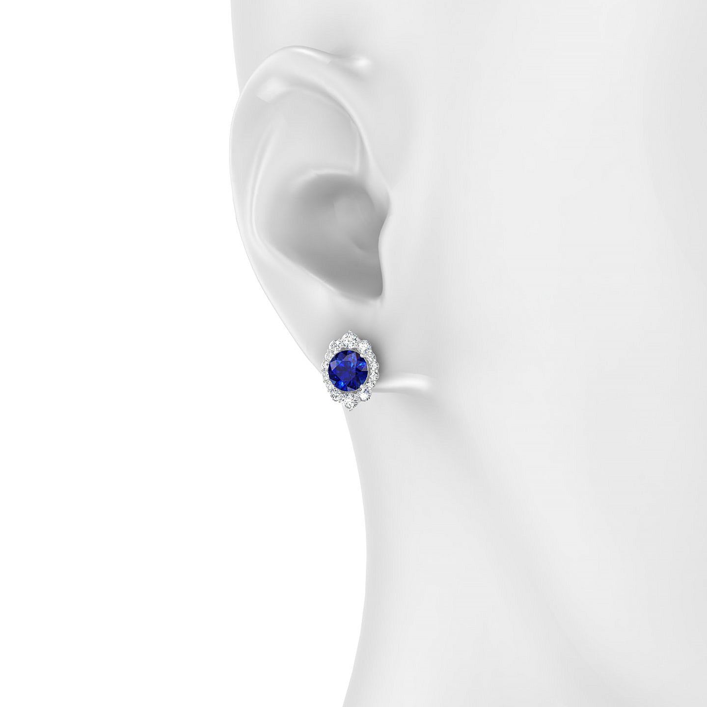 Romance | 18k White Gold 6 mm Round Sapphire Earrings