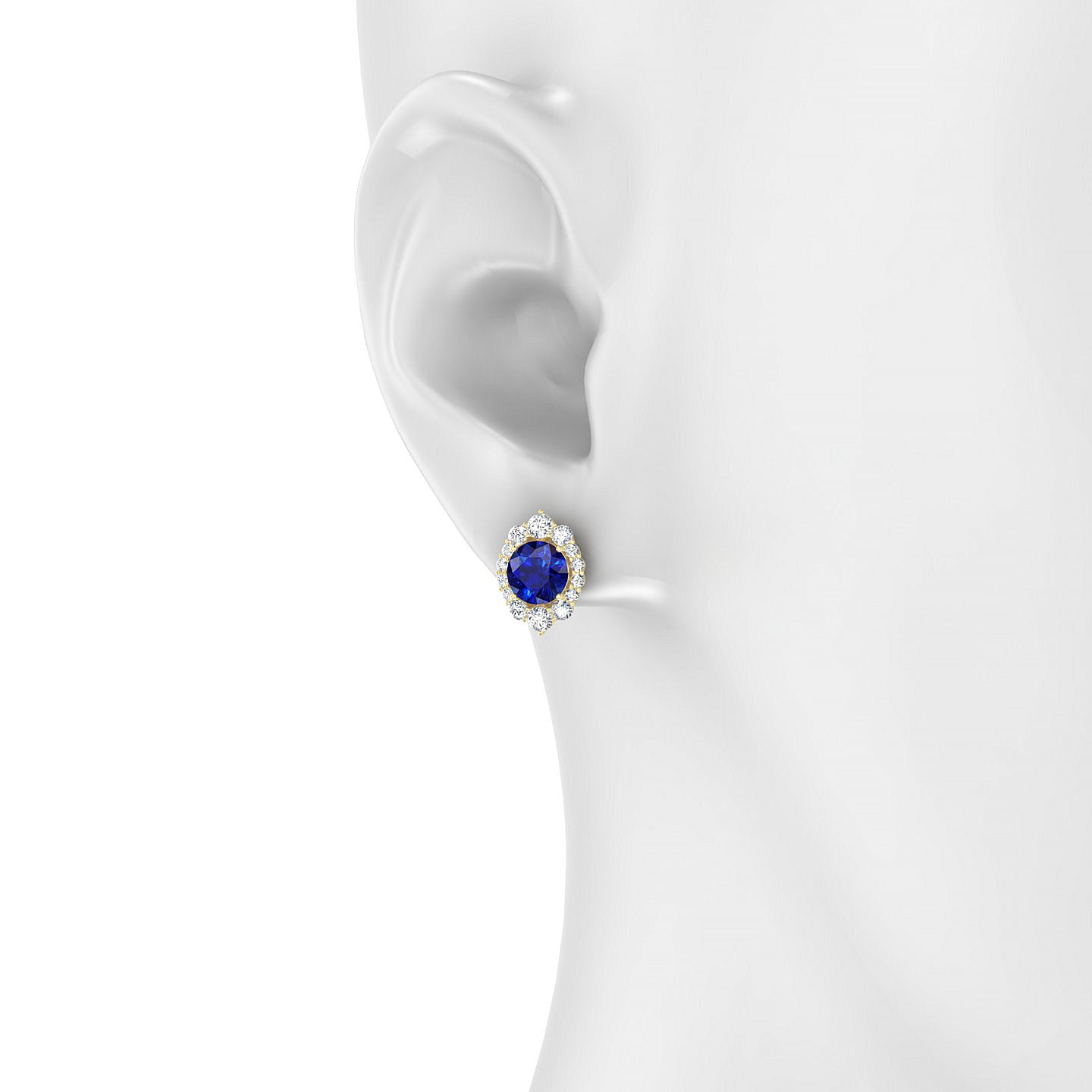 Romance | 18k Yellow Gold 6 mm Round Sapphire Earrings