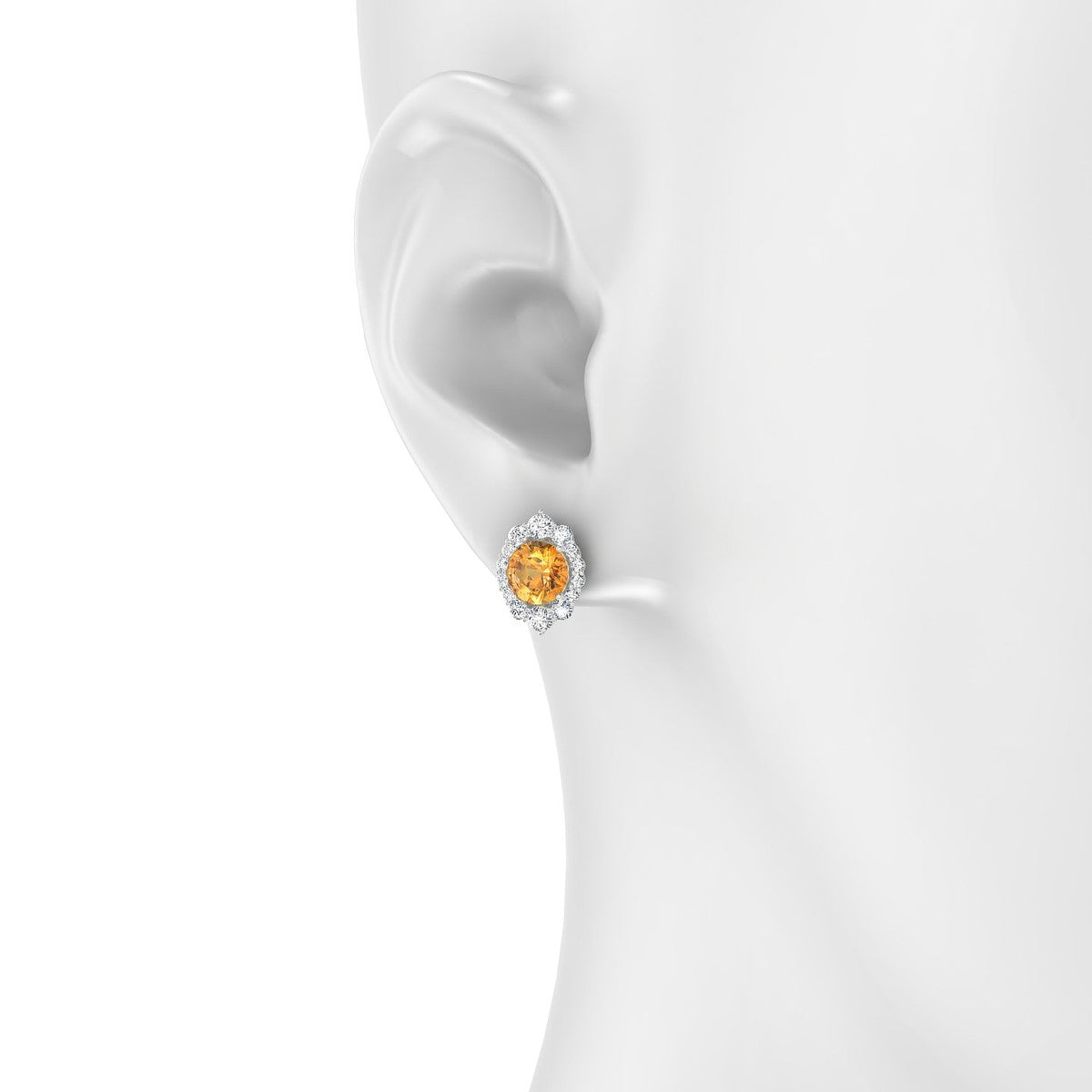 Romance | 18k White Gold 6 mm Round Citrine Earrings