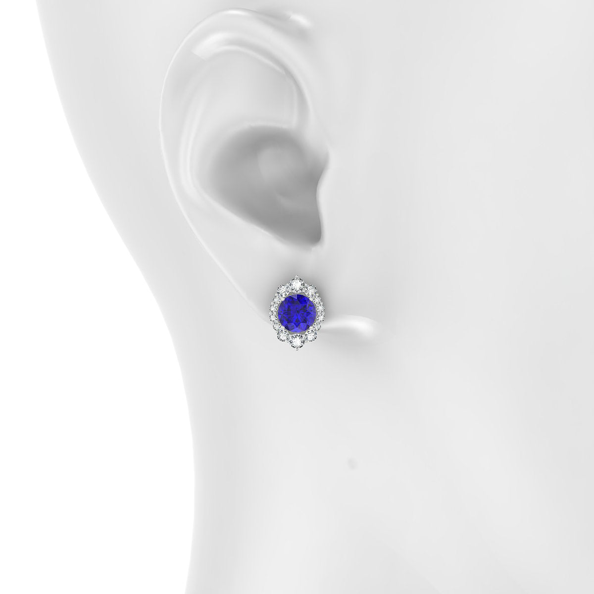 Romance | 18k White Gold 6 mm Round Tanzanite Earrings