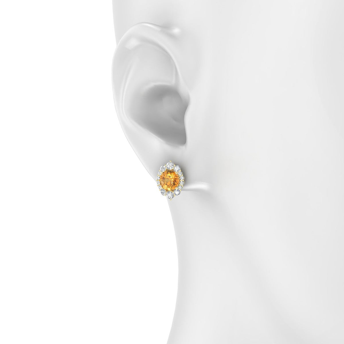 Romance | 18k Yellow Gold 6 mm Round Citrine Earrings