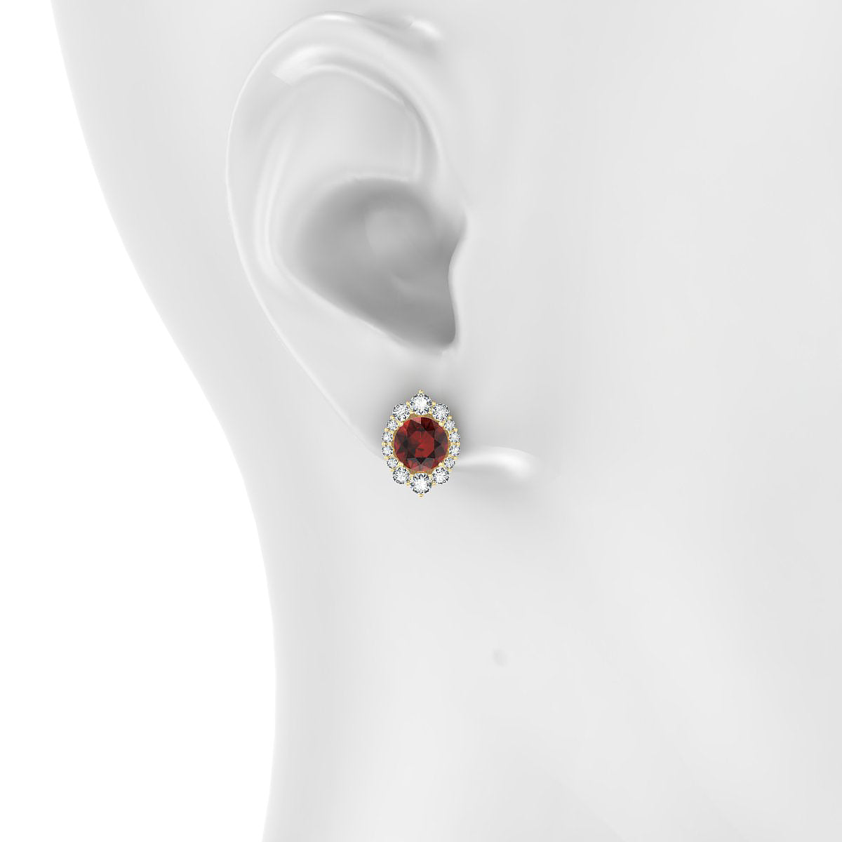 Romance | 18k Yellow Gold 6 mm Round Garnet Earrings