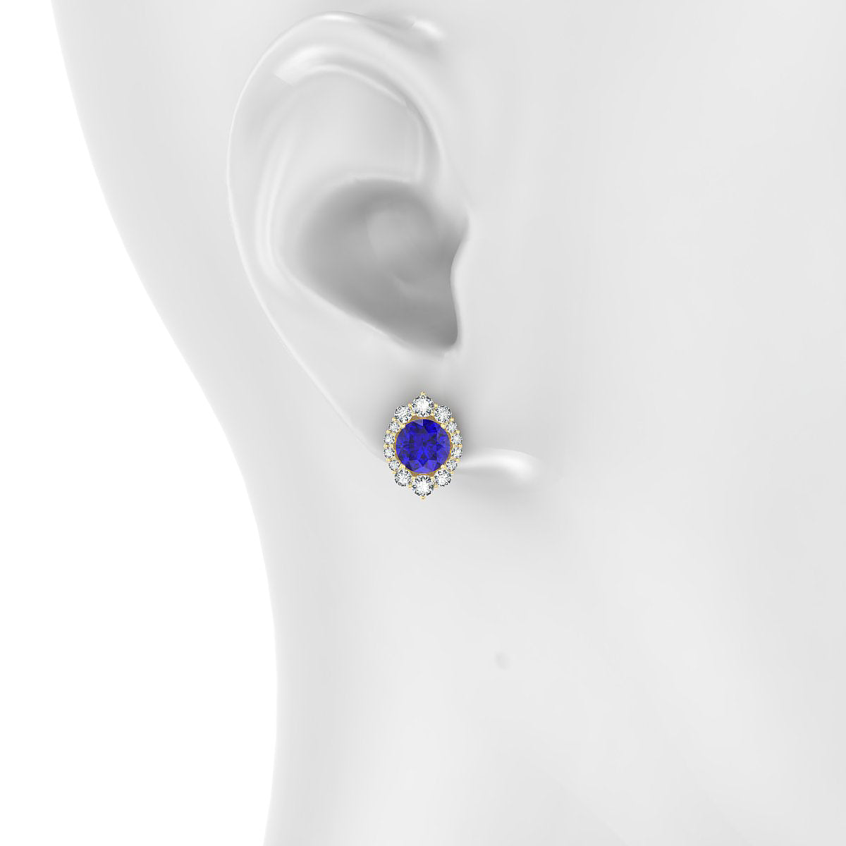 Romance | 18k Yellow Gold 6 mm Round Tanzanite Earrings