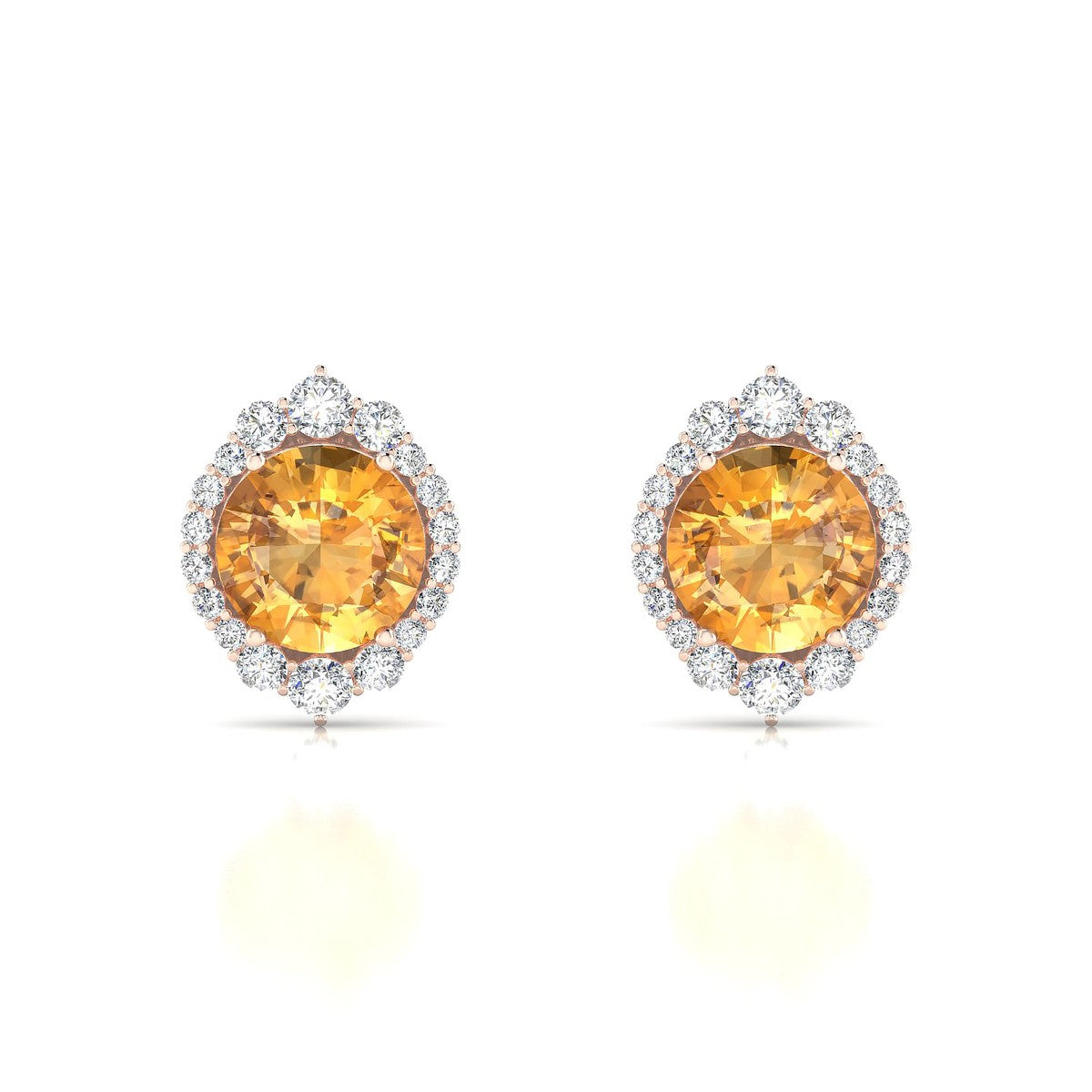 Romance | 18k Rose Gold 8 mm Round Citrine Earrings
