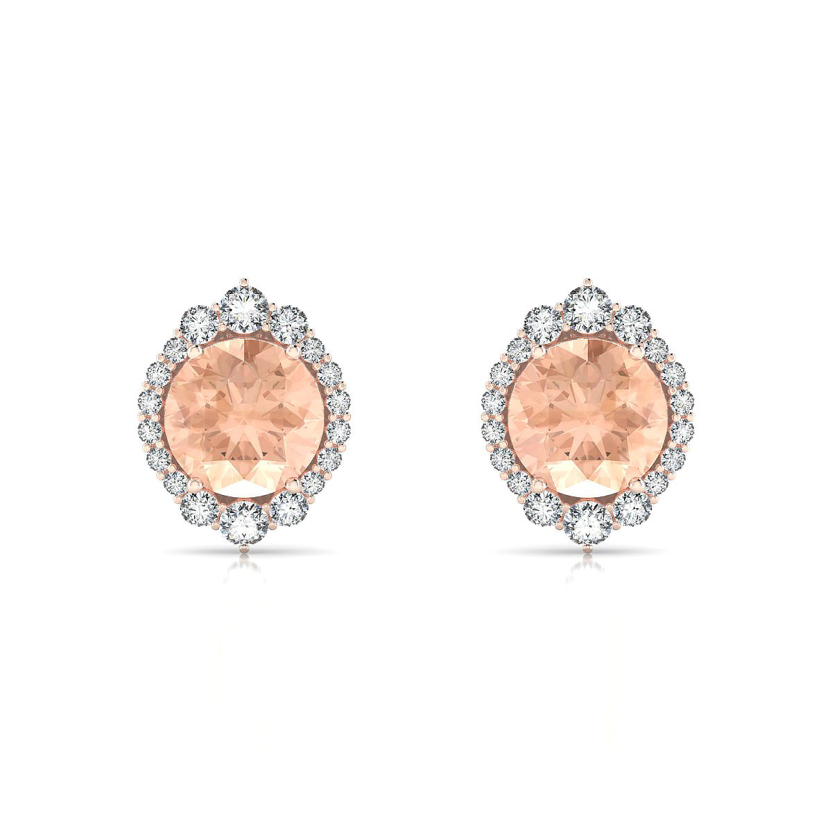 Romance | 18k Rose Gold 8 mm Round Morganite Earrings