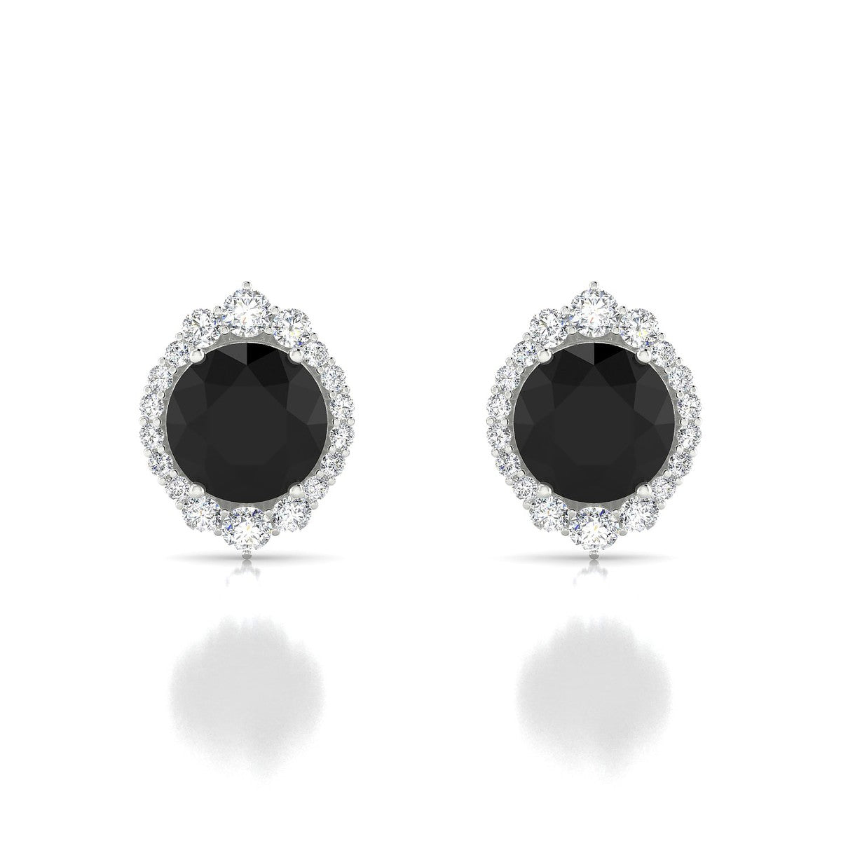 Romance | 18k White Gold 8 mm Round Black Diamond Earrings