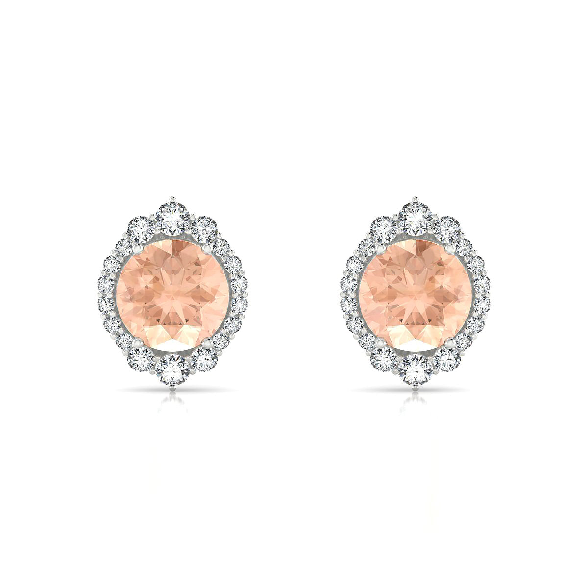 Romance | 18k White Gold 8 mm Round Morganite Earrings
