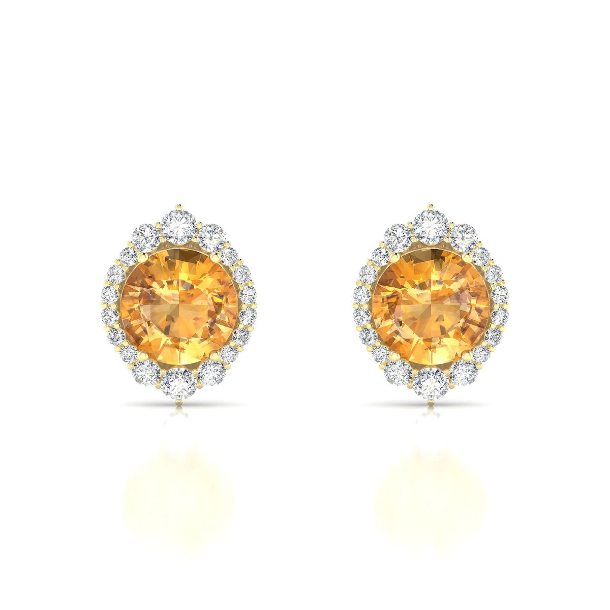 Romance | 18k Yellow Gold 8 mm Round Citrine Earrings