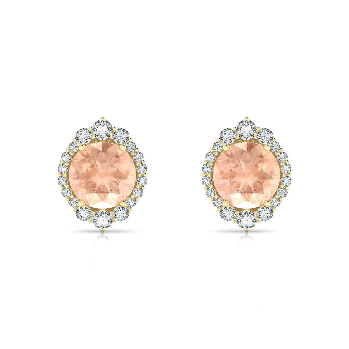 Romance | 18k Yellow Gold 8 mm Round Morganite Earrings
