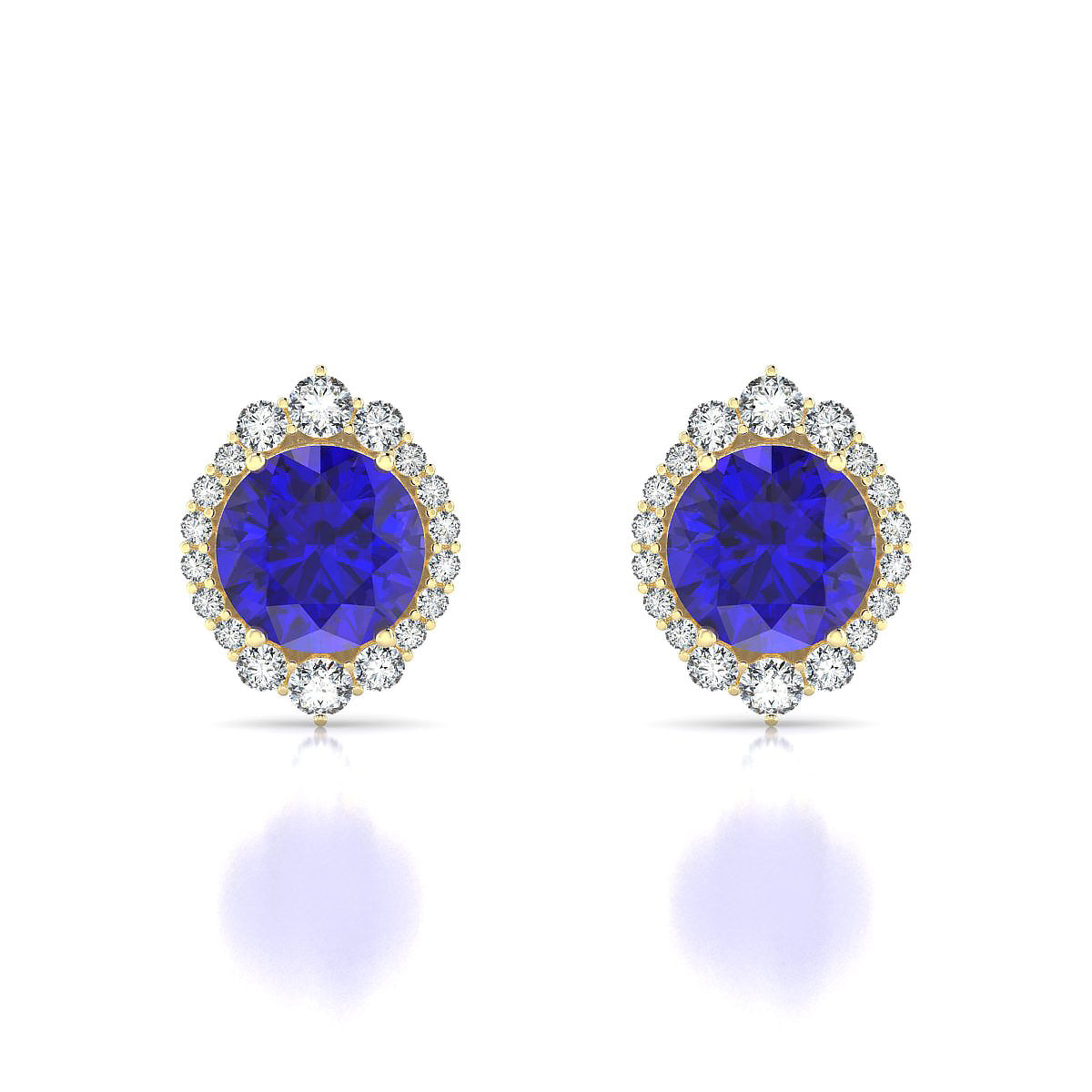 Romance | 18k Yellow Gold 8 mm Round Tanzanite Earrings