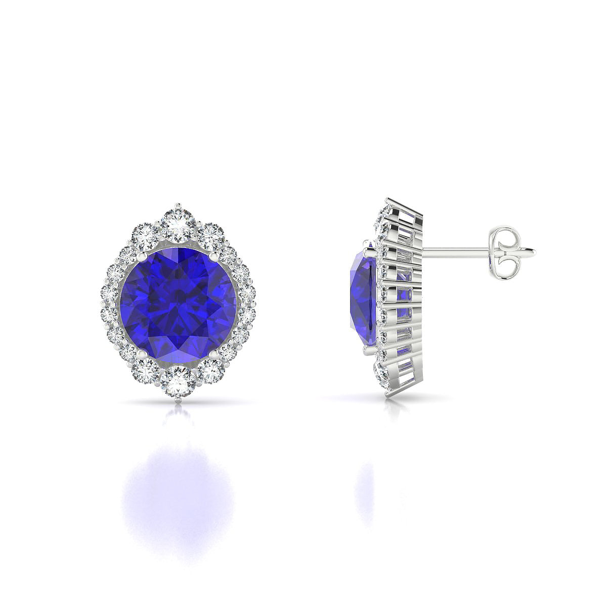 Romance | 18k White Gold 8 mm Round Tanzanite Earrings