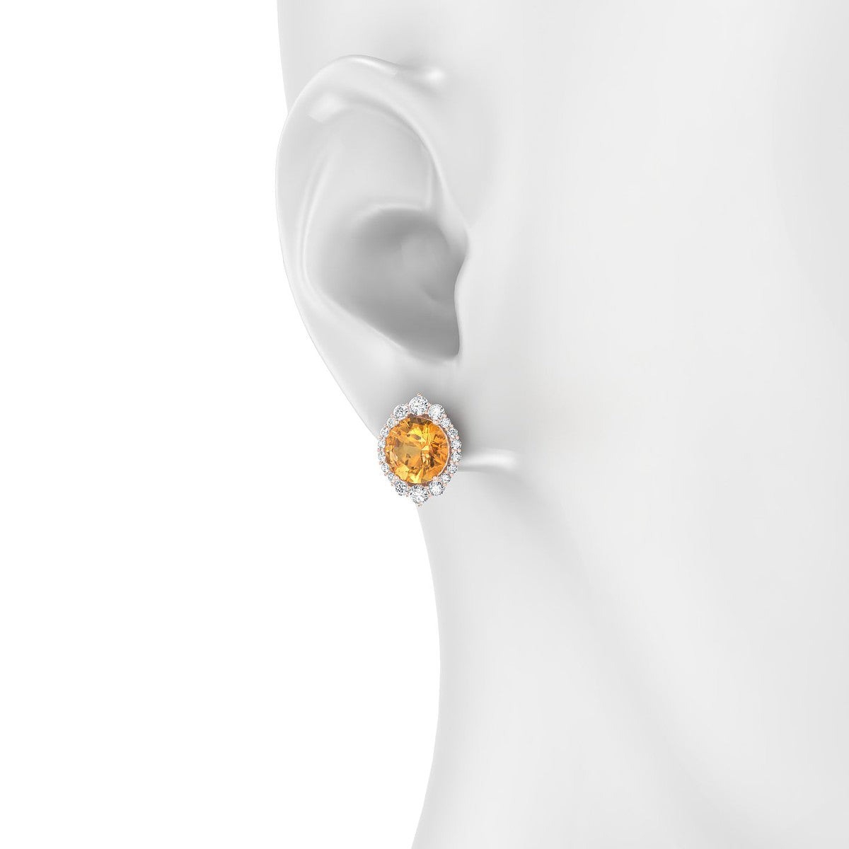 Romance | 18k Rose Gold 8 mm Round Citrine Earrings