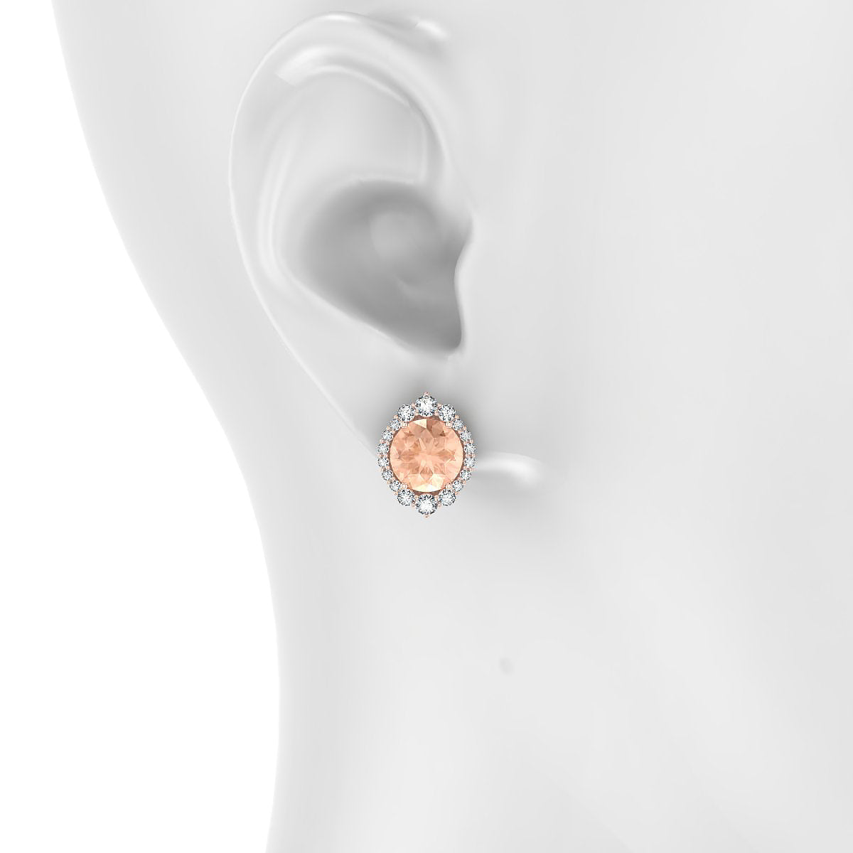 Romance | 18k Rose Gold 8 mm Round Morganite Earrings