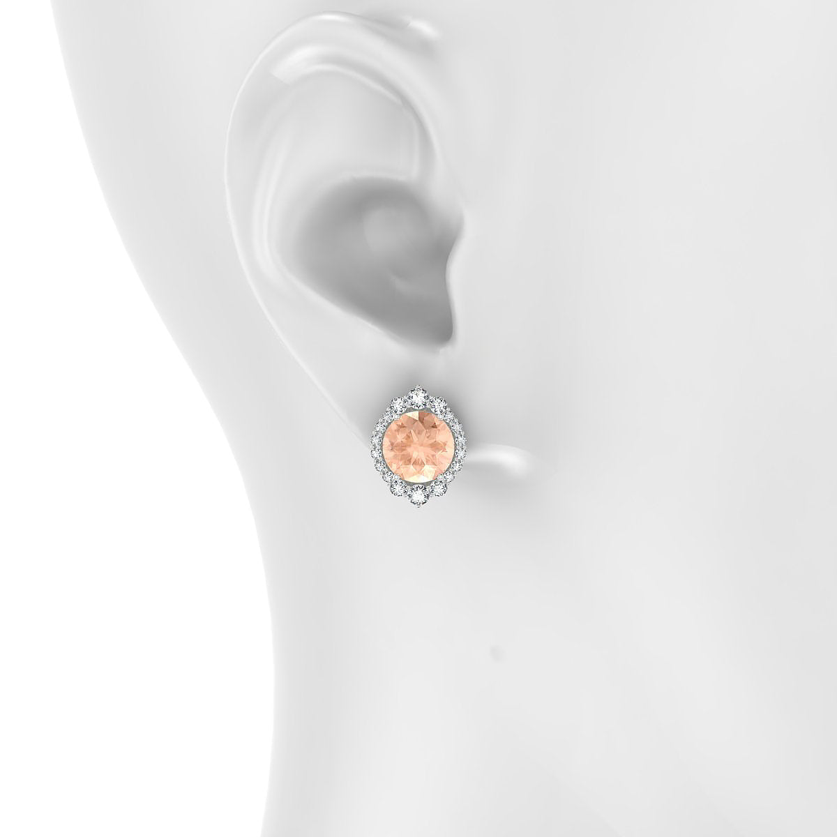 Romance | 18k White Gold 8 mm Round Morganite Earrings