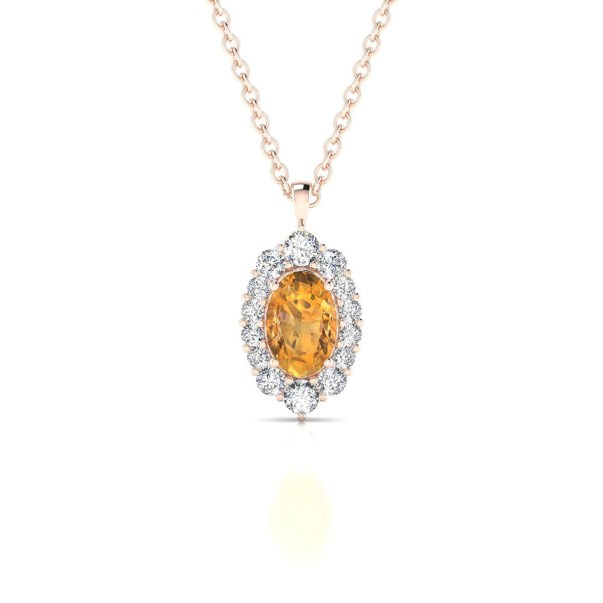 Romance | 18k Rose Gold 6 x 4 mm Oval Citrine Pendant
