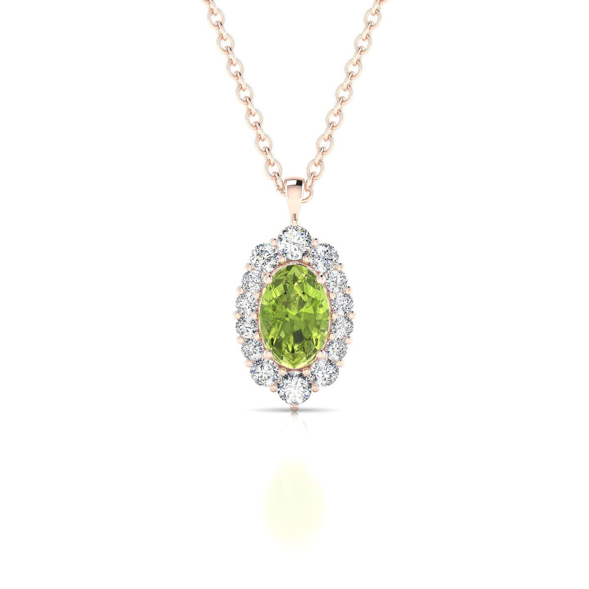 Romance | 18k Rose Gold 6 x 4 mm Oval Peridot Pendant