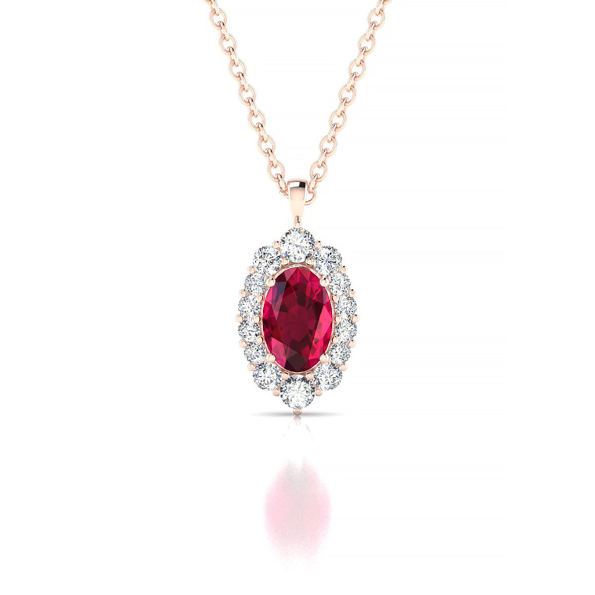 Romance | 18k Rose Gold 6 x 4 mm Oval Ruby Pendant
