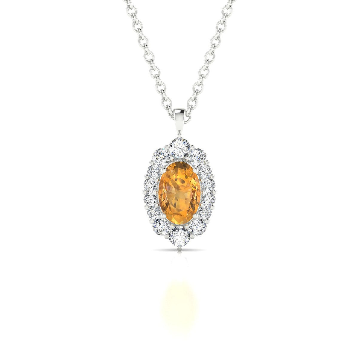 Romance | 18k White Gold 6 x 4 mm Oval Citrine Pendant