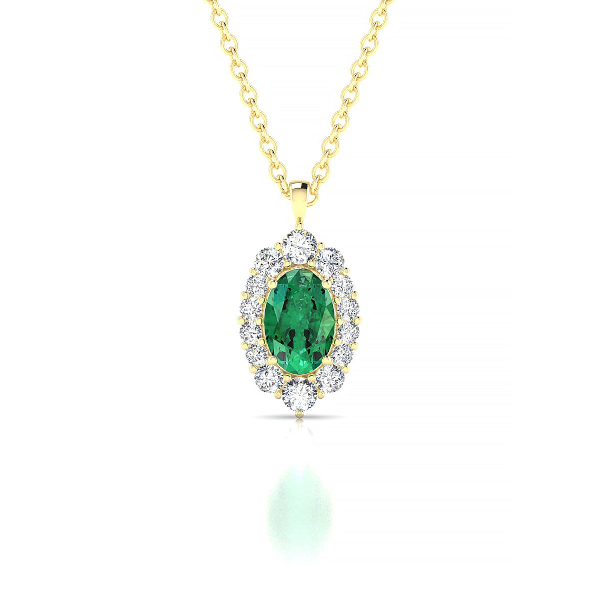 Romance | 18k Yellow Gold 6 x 4 mm Oval Emerald Pendant