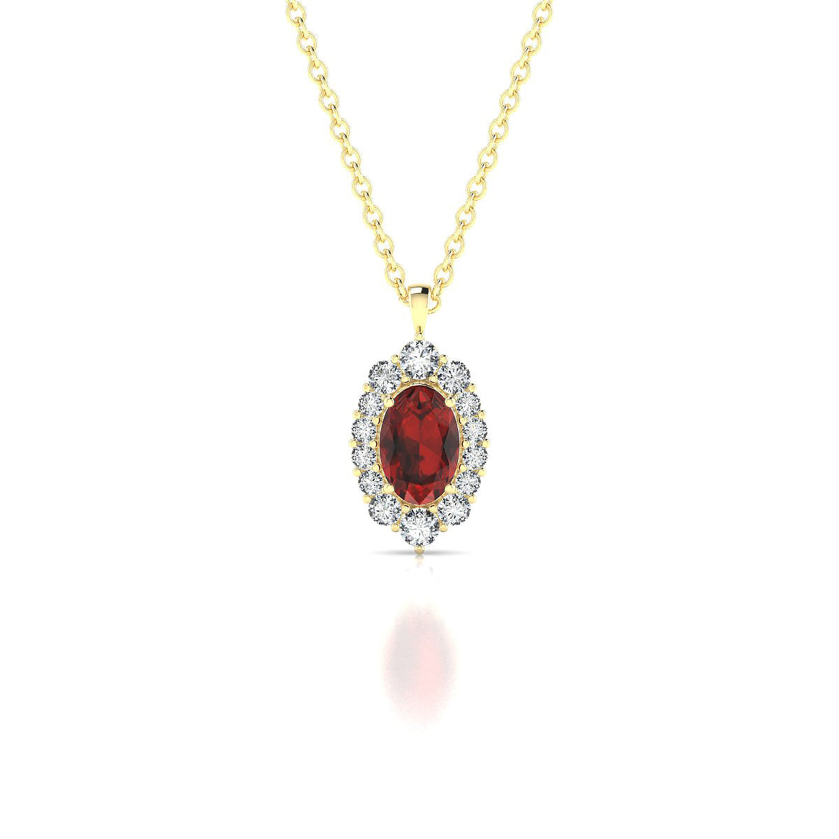 Romance | 18k Yellow Gold 6 x 4 mm Oval Garnet Pendant