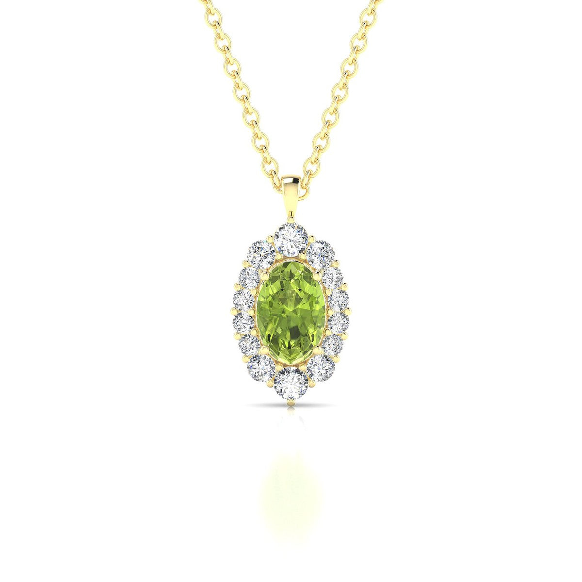 Romance | 18k Yellow Gold 6 x 4 mm Oval Peridot Pendant