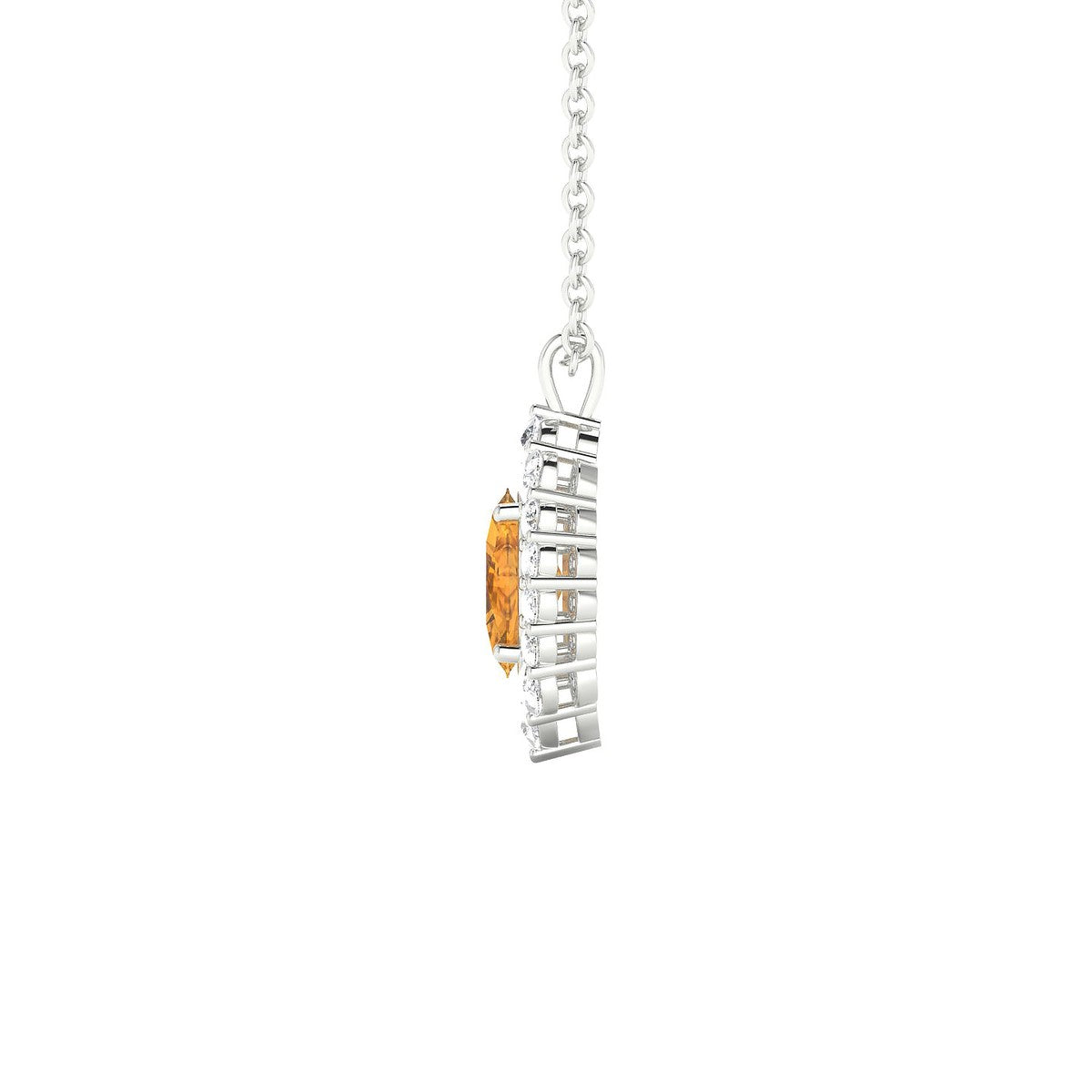 Romance | 18k White Gold 6 x 4 mm Oval Citrine Pendant