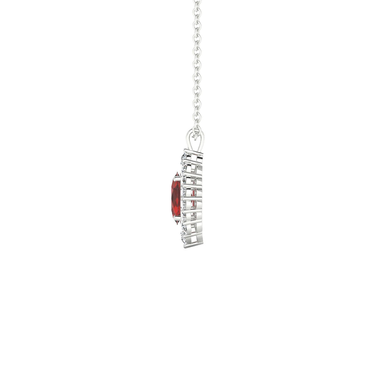 Romance | 18k White Gold 6 x 4 mm Oval Garnet Pendant
