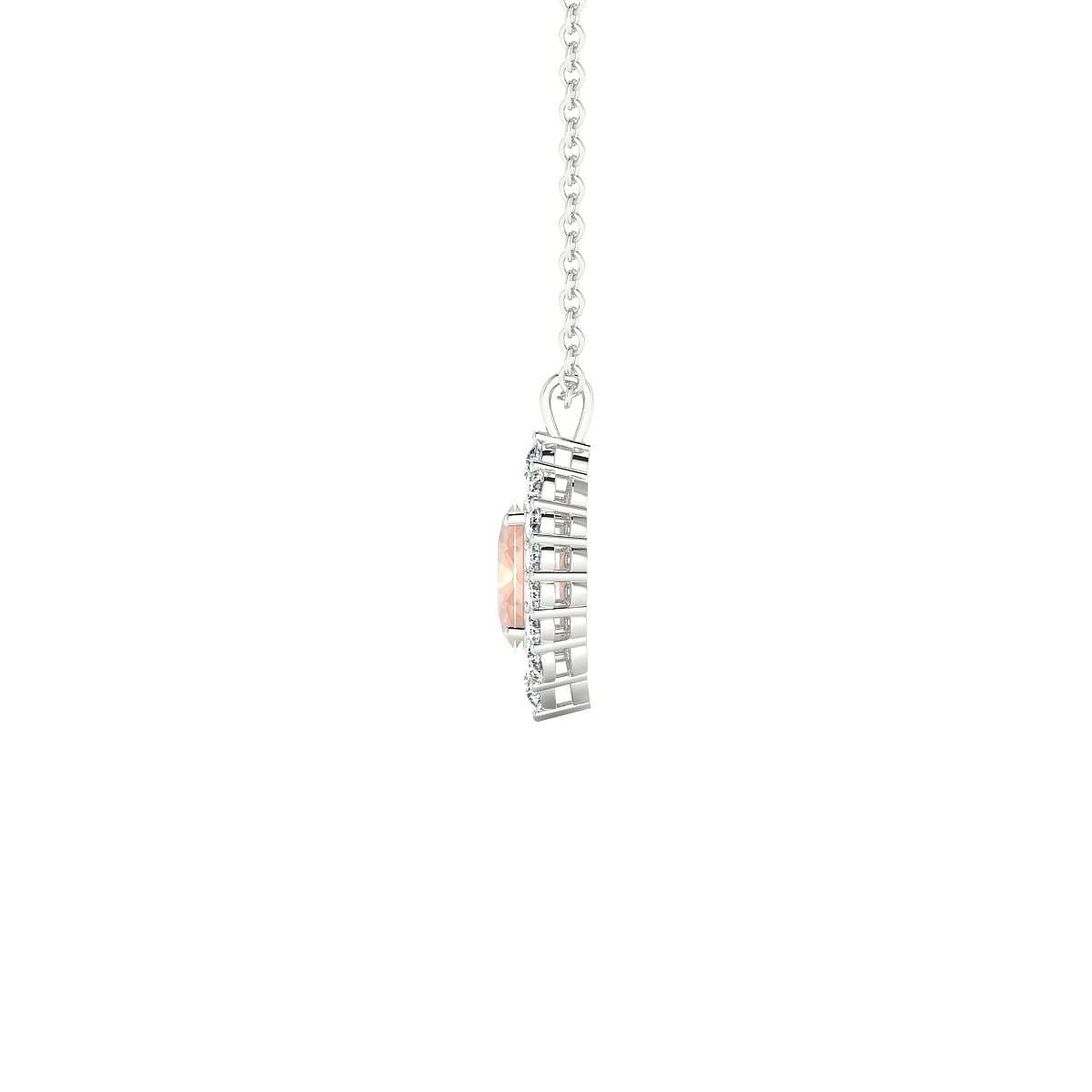 Romance | 18k White Gold 6 x 4 mm Oval Morganite Pendant
