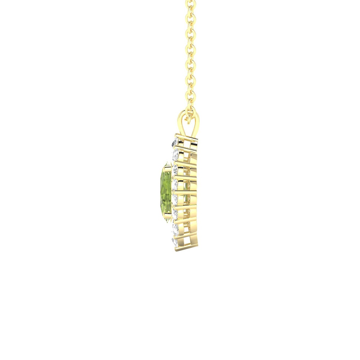 Romance | 18k Yellow Gold 6 x 4 mm Oval Peridot Pendant