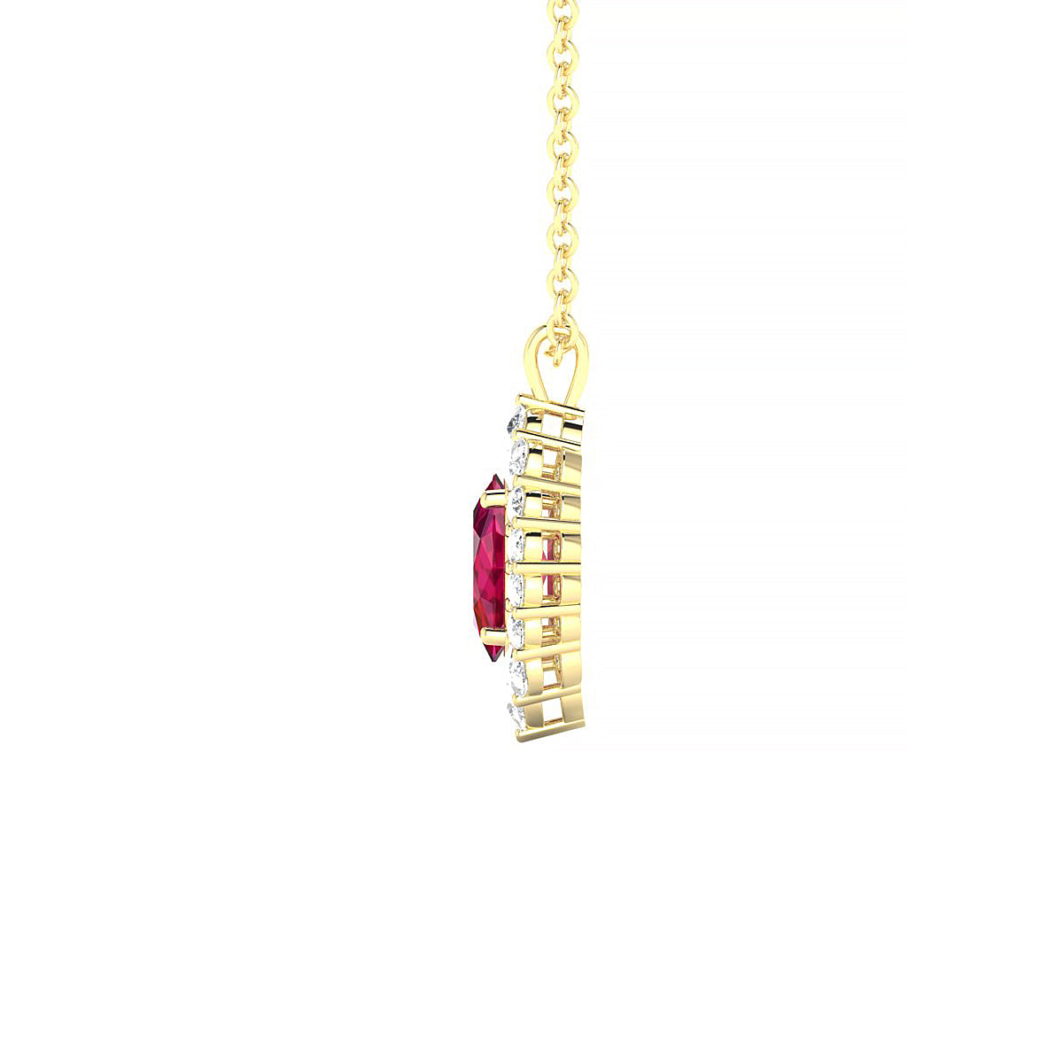 Romance | 18k Yellow Gold 6 x 4 mm Oval Ruby Pendant
