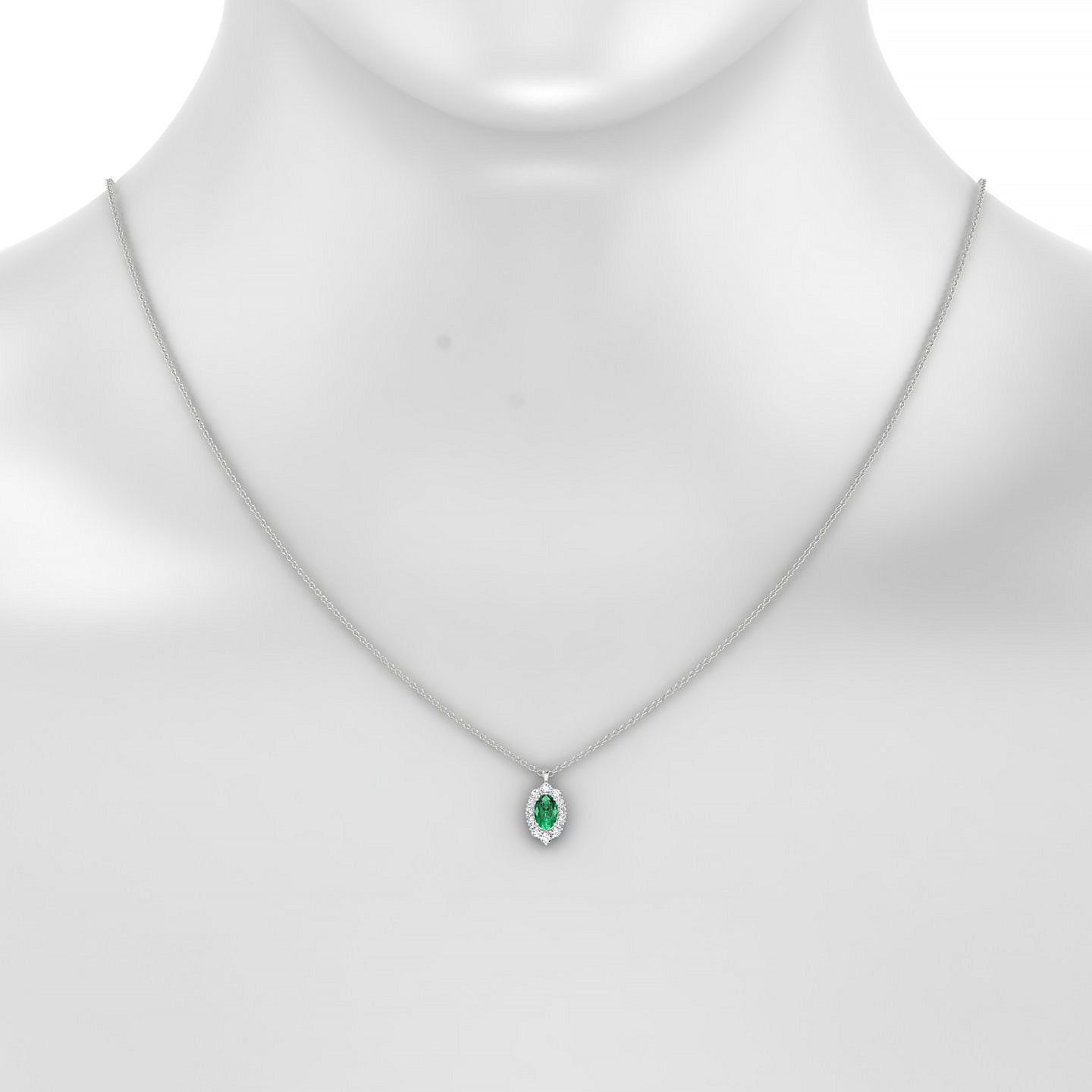 Romance | 18k White Gold 6 x 4 mm Oval Emerald Pendant