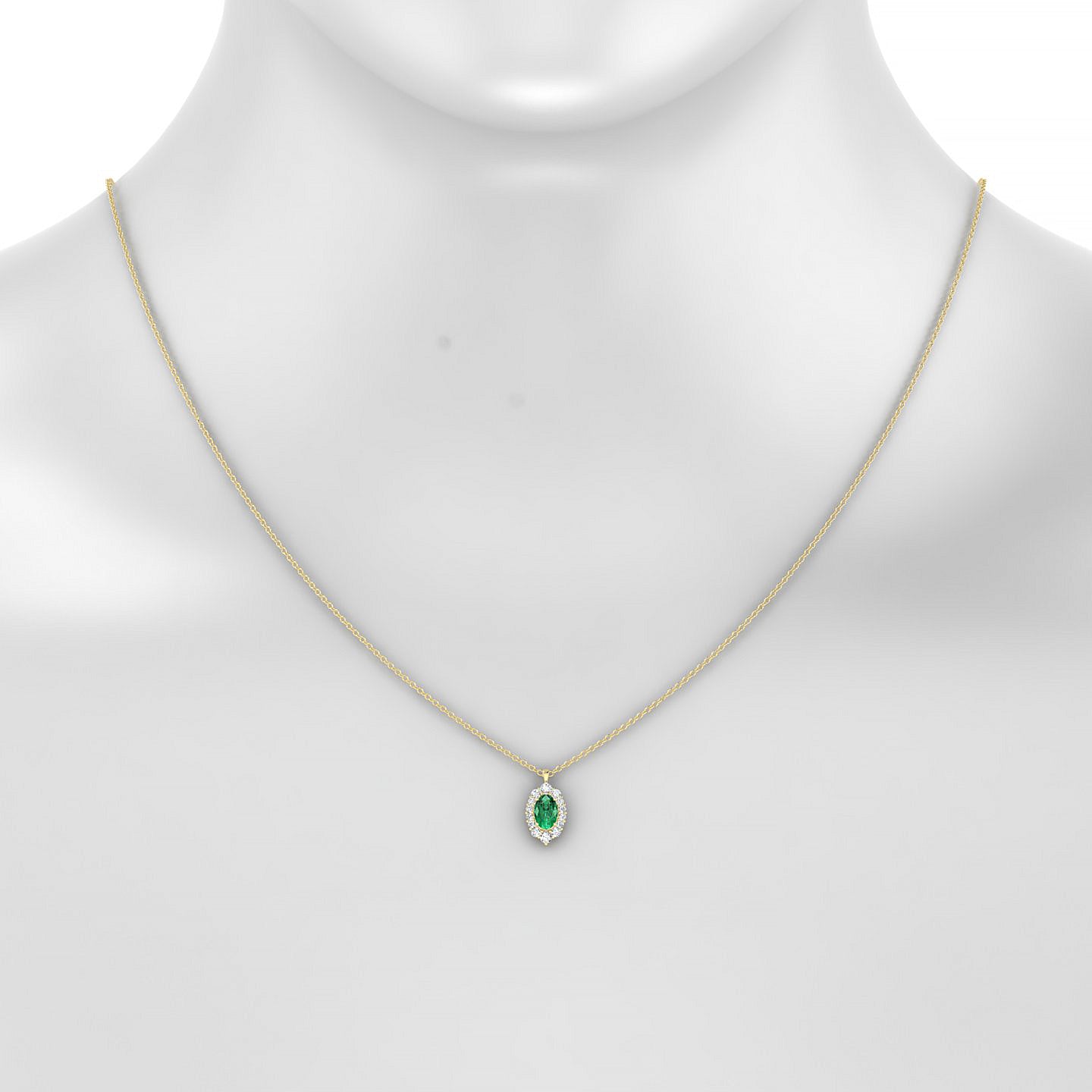 Romance | 18k Yellow Gold 6 x 4 mm Oval Emerald Pendant