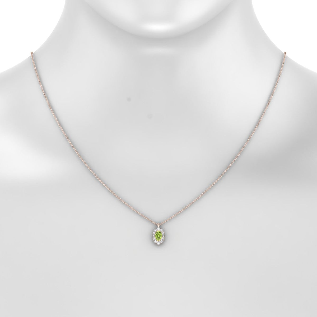 Romance | 18k Rose Gold 6 x 4 mm Oval Peridot Pendant