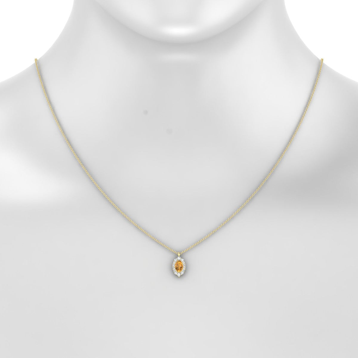 Romance | 18k Yellow Gold 6 x 4 mm Oval Citrine Pendant