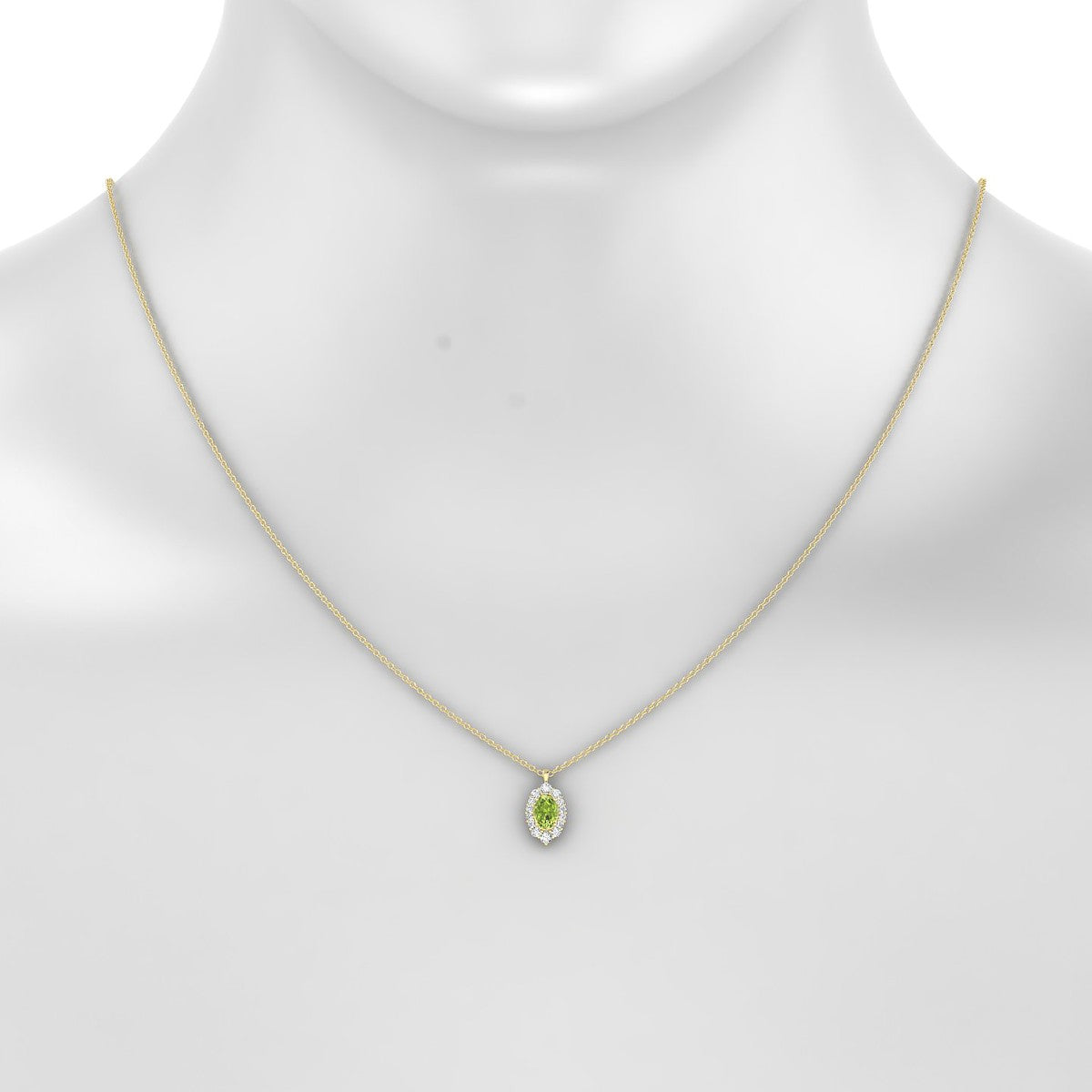 Romance | 18k Yellow Gold 6 x 4 mm Oval Peridot Pendant