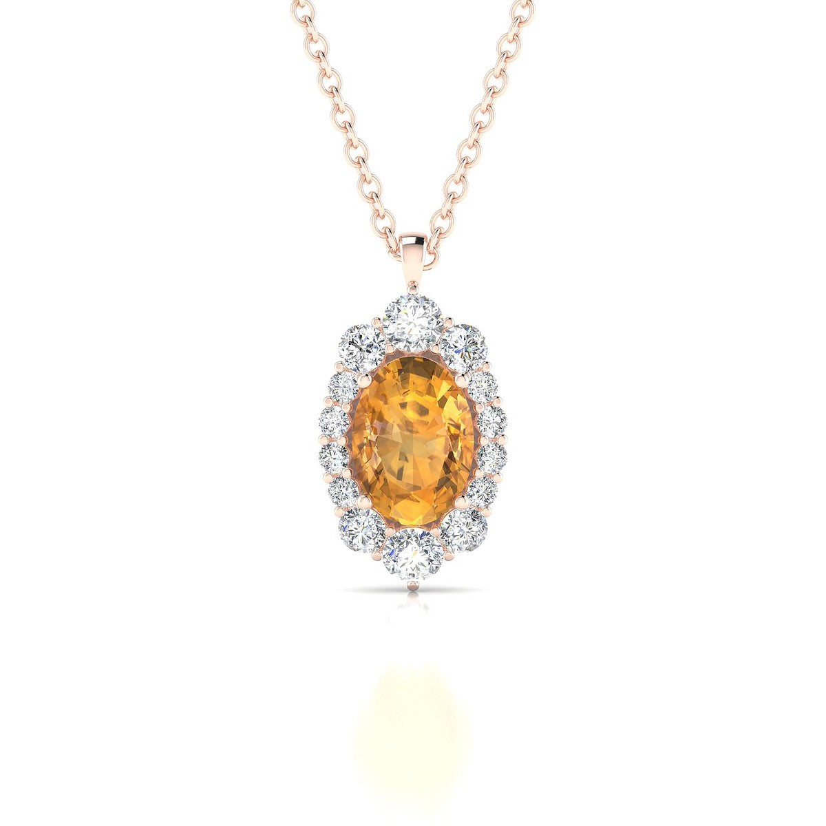 Romance | 18k Rose Gold 7 x 5 mm Oval Citrine Pendant