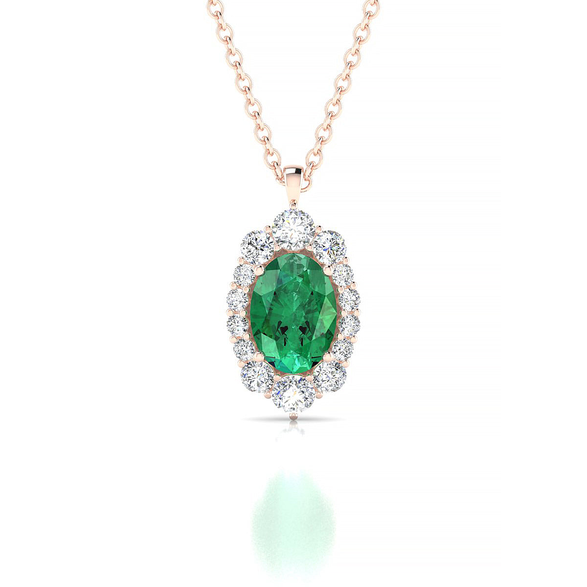 Romance | 18k Rose Gold 7 x 5 mm Oval Emerald Pendant