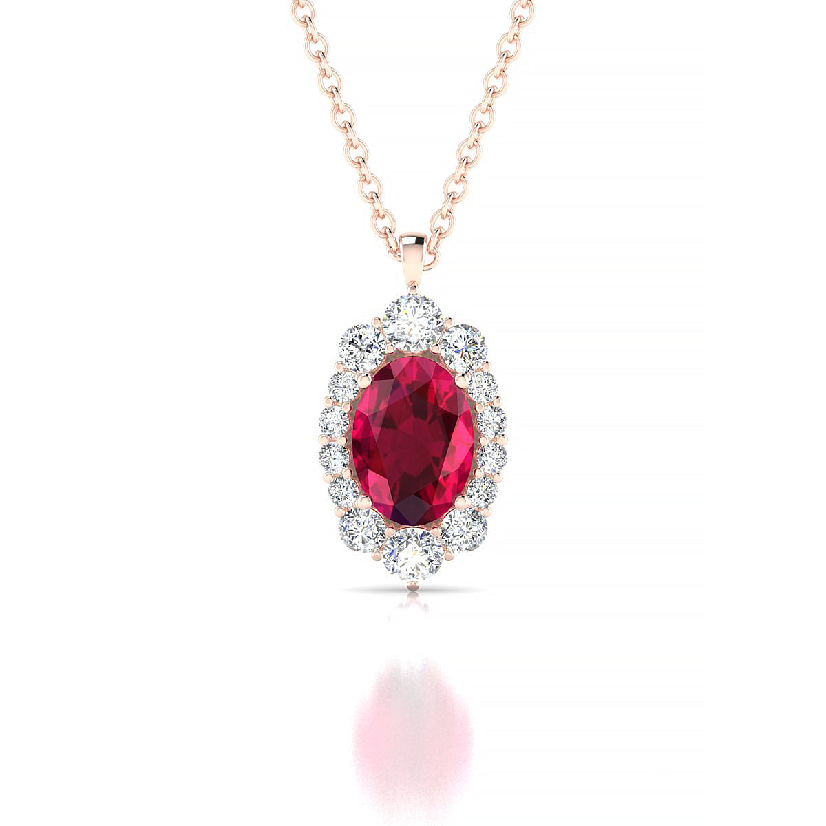 Romance | 18k Rose Gold 7 x 5 mm Oval Ruby Pendant