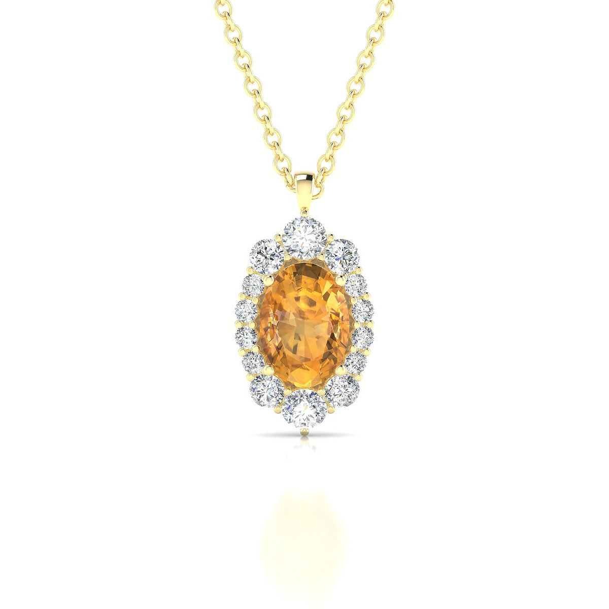 Romance | 18k Yellow Gold 7 x 5 mm Oval Citrine Pendant